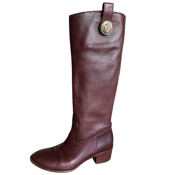 GUCCI Hysteria Accent Pebbled Leather Riding Boot in Brown - Picture 1 of 17